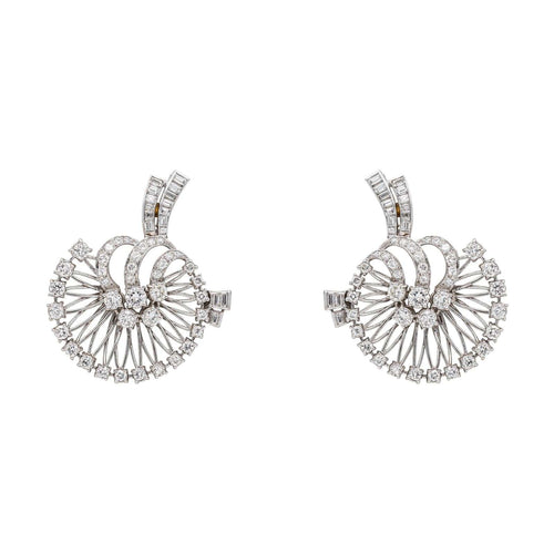 Boucles d'oreilles Boucles d’oreilles en or blanc 18 carats et platine, diamants 58 Facettes 4932002CN