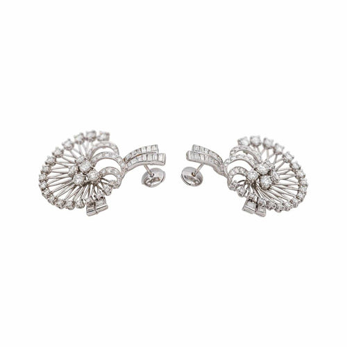 Boucles d'oreilles Boucles d’oreilles en or blanc 18 carats et platine, diamants 58 Facettes 4932002CN