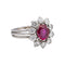 Bague 55 Bague Marguerite Or blanc Rubis, Diamant 58 Facettes 4936107CN