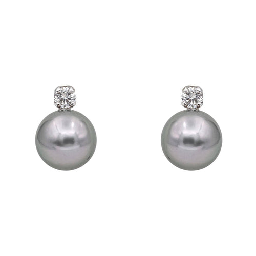 Boucles d'oreilles Boucles d'oreilles en or blanc 18 carats avec perles de Tahiti et diamants 58 Facettes 4951641CN