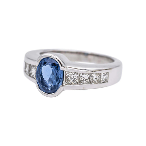 Bague 57 Bague en or blanc 18 carats au saphir et diamants 58 Facettes 4951646CN