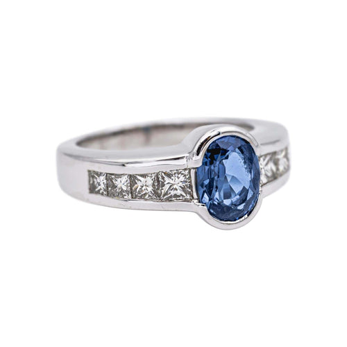 Bague 57 Bague en or blanc 18 carats au saphir et diamants 58 Facettes 4951646CN