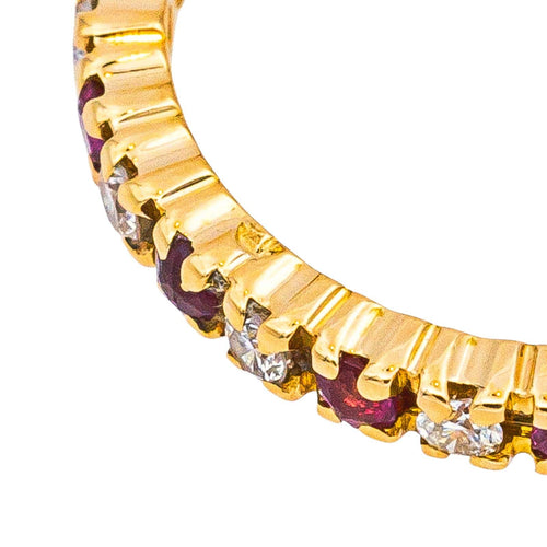 Bague 52 Alliance tour complet - Bague en or jaune rubis et diamants 58 Facettes 4958961CN