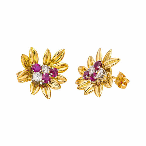 Boucles d'oreilles Boucles d'oreilles Or jaune Diamant, Rubis 58 Facettes 4973878CN