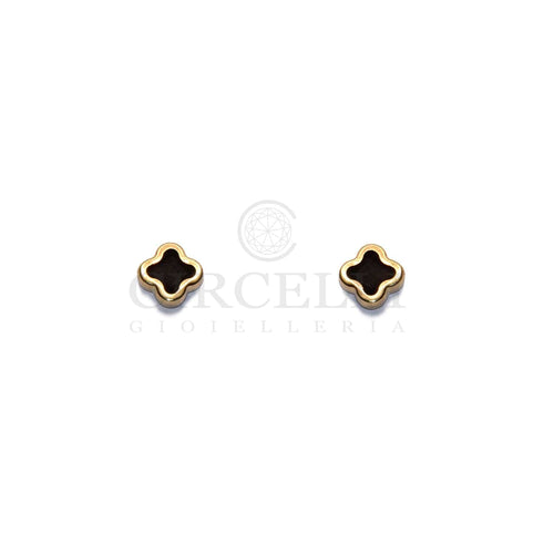 Boucles d'oreilles Boucles d’oreilles trèfle en or jaune 18k et onyx 58 Facettes MA09OG12AA3TK