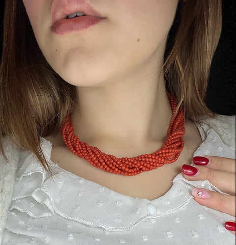 Collier Collier multifils en corail en or jaune 18K 58 Facettes