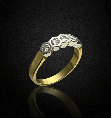 Bague Bague rivière en or jaune et or blanc 18K avec diamants 58 Facettes