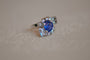 Bague 49 Art déco - Bague en platine avec saphir bleu et diamants 58 Facettes