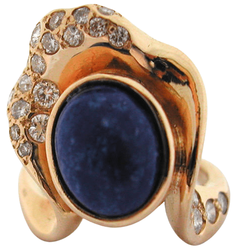 53 Piaget Ring - Asymmetrical Ring Yellow Gold, Lapis lazuli, Diamonds 58 Facettes BA131