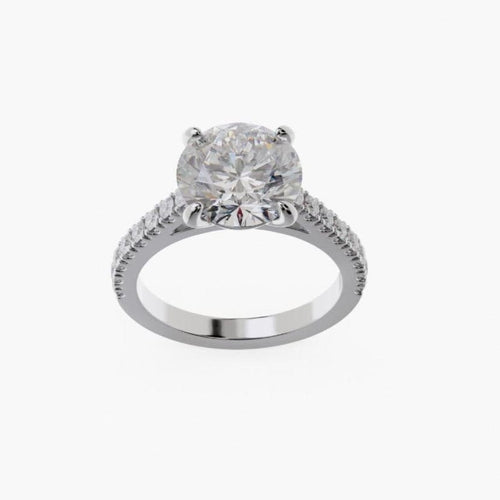 Bague 48 Bague Sur-Mesure Solitaire Pavé Diamant 3,00cts 58 Facettes