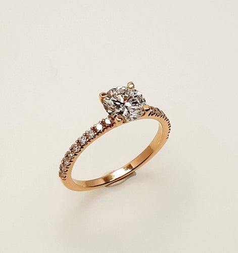 Bague 51 Bague Sur-Mesure Solitaire 1ct Pavé Diamants Or Rose 58 Facettes