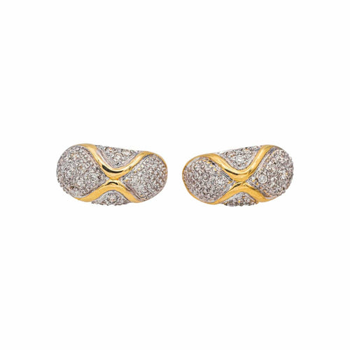 Boucles d'oreilles Boucles d'oreilles en or jaune et or blanc 18 carats, diamants 58 Facettes 5004223CN