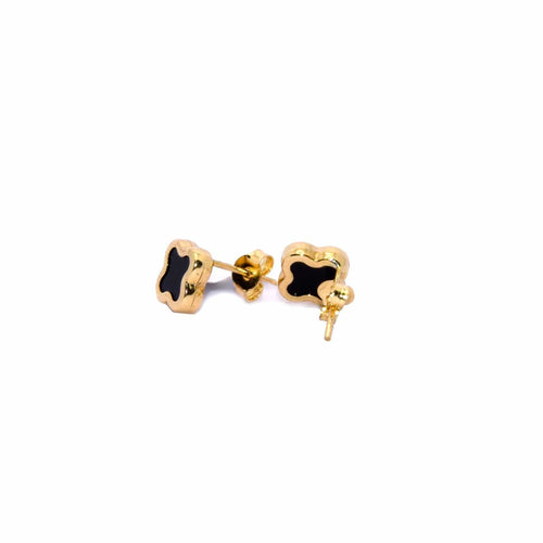 Boucles d'oreilles Boucles d’oreilles trèfle en or jaune 18k et onyx 58 Facettes MA09OG12AA3TK