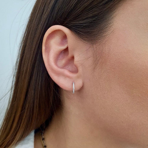 Boucles d'oreilles Boucle d'oreille créole diamants or blanc 58 Facettes