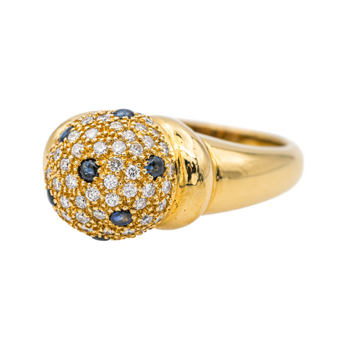 Bague 56 Bague en or jaune 18 carats avec saphirs et diamants 58 Facettes 577641GD