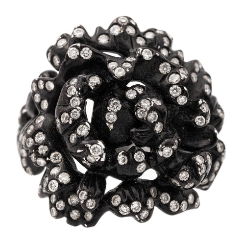 Bague 51 Repossi Nérée - Bague en or noir 18 carats et diamants 58 Facettes 577670GD