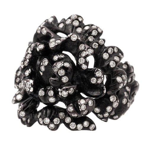Bague 51 Repossi Nérée - Bague en or noir 18 carats et diamants 58 Facettes 577670GD