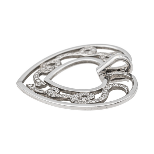 Pendentif Repossi Love - Pendentif cœur en or blanc et diamants 58 Facettes 577672GD