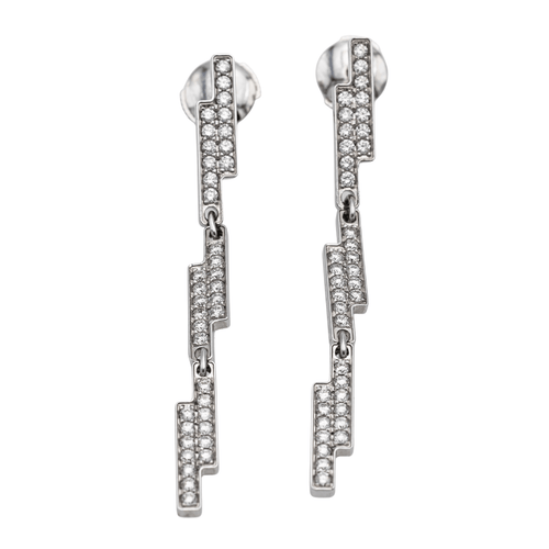 Boucles d'oreilles Dinh Van Seventies - Boucles d’oreilles en or blanc 18 carats et diamants 58 Facettes 577676GD