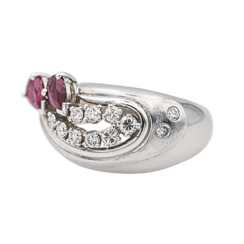 Bague 51 Bague en platine et or blanc 18 carats rubis et diamants 58 Facettes 578014CD