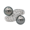 Bague 53 Bague Toi et Moi en or blanc 18 carats, perles et diamants 58 Facettes 578034CD