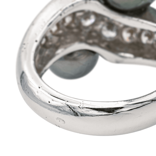 Bague 53 Bague Toi et Moi en or blanc 18 carats, perles et diamants 58 Facettes 578034CD