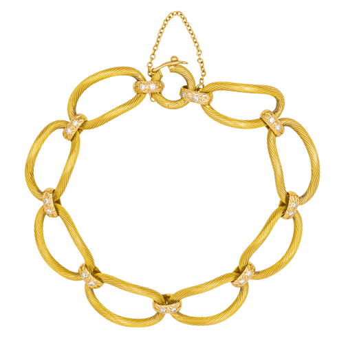 Bracelet Bracelet vintage en or jaune et or rose 18 carats avec diamants 58 Facettes 578078CD