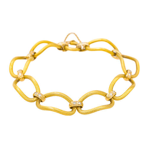 Bracelet Bracelet vintage en or jaune et or rose 18 carats avec diamants 58 Facettes 578078CD