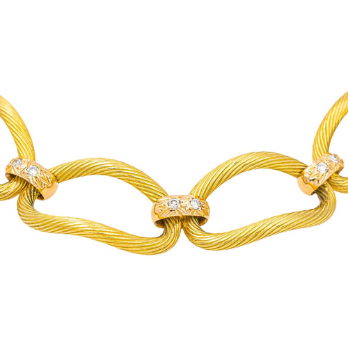 Bracelet Bracelet vintage en or jaune et or rose 18 carats avec diamants 58 Facettes 578078CD