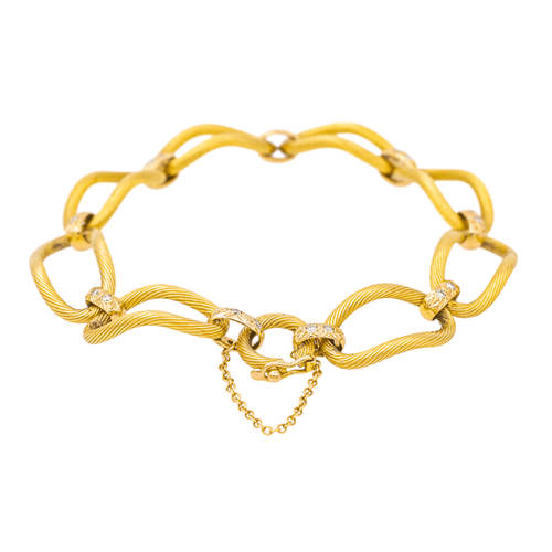 Bracelet Bracelet vintage en or jaune et or rose 18 carats avec diamants 58 Facettes 578078CD