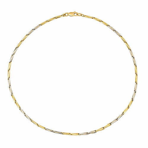 Collier Collier maille épi ras du cou en or jaune et blanc 18 carats 58 Facettes 578112CD