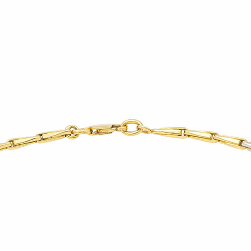 Collier Collier maille épi ras du cou en or jaune et blanc 18 carats 58 Facettes 578112CD