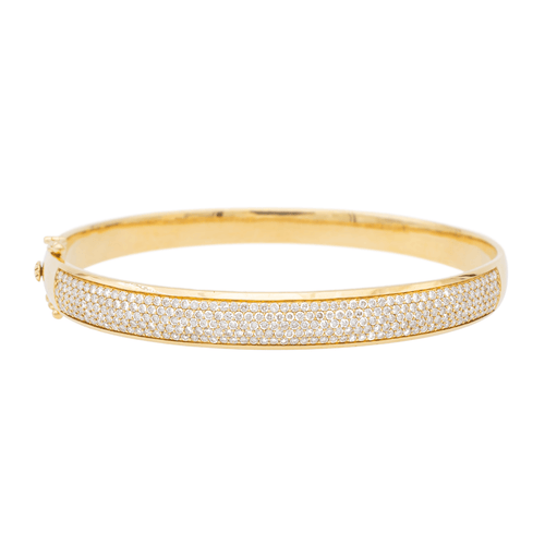 Bracelet Bracelet jonc rigide en or jaune 18 carats pavé de diamants 58 Facettes 578184CD