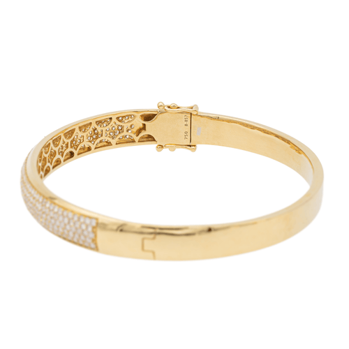 Bracelet Bracelet jonc rigide en or jaune 18 carats pavé de diamants 58 Facettes 578184CD