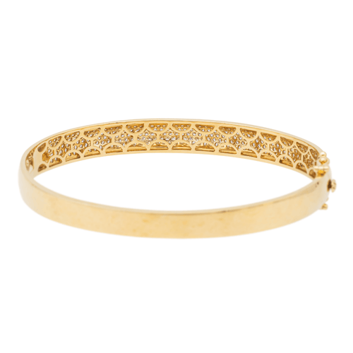 Bracelet Bracelet jonc rigide en or jaune 18 carats pavé de diamants 58 Facettes 578184CD