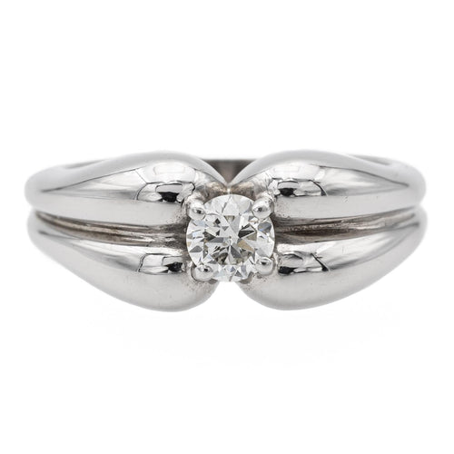 Bague 54 Bague solitaire en or blanc 18 carats avec diamant 0,32 ct 58 Facettes 578383CD