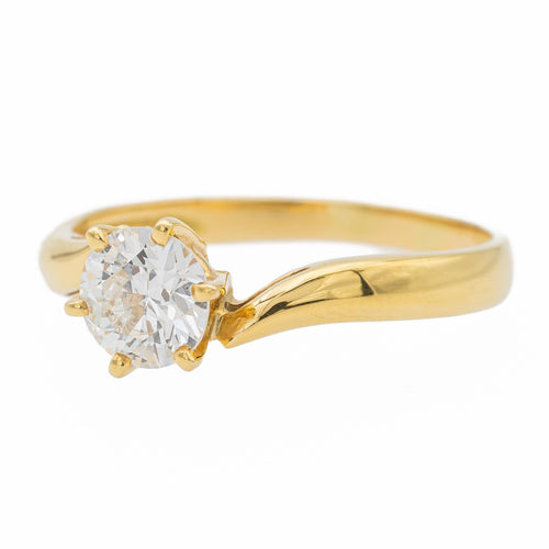 Bague 56 Bague solitaire - Diamant taille brillant en or jaune 18 carats 58 Facettes 578402CD
