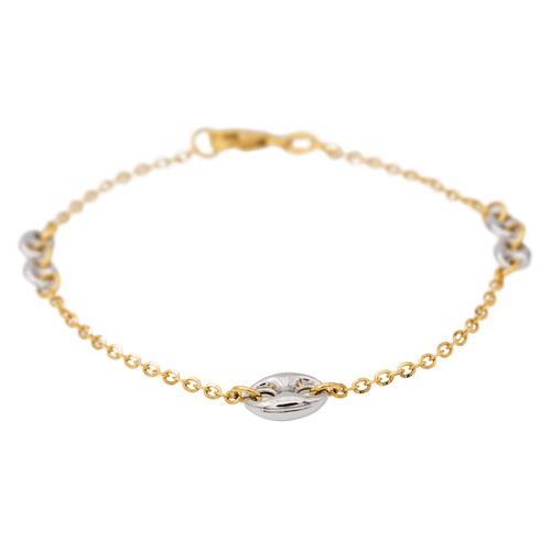 Bracelet Bracelet grain de café en or jaune et or blanc 18 carats 58 Facettes 578490CD