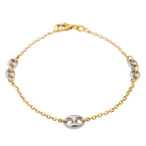 Bracelet Bracelet grain de café en or jaune et or blanc 18 carats 58 Facettes 578490CD