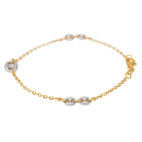 Bracelet Bracelet grain de café en or jaune et or blanc 18 carats 58 Facettes 578490CD