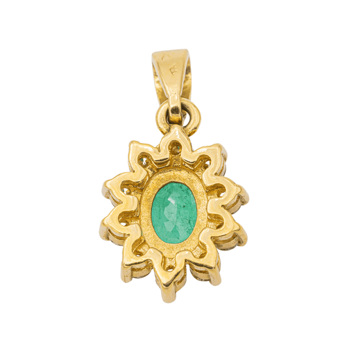 Pendentif Pendentif fleur en or jaune avec émeraude et diamants 58 Facettes 578560CD