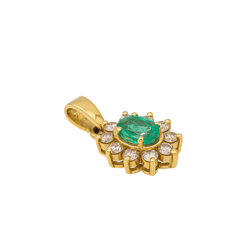 Pendentif Pendentif fleur en or jaune avec émeraude et diamants 58 Facettes 578560CD
