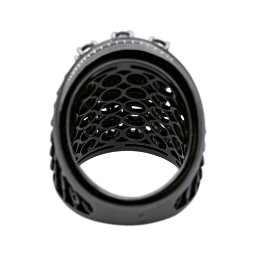 Bague 53 Bague en or noir 18 carats pavée de diamants 0,94 ct 58 Facettes 578649RV
