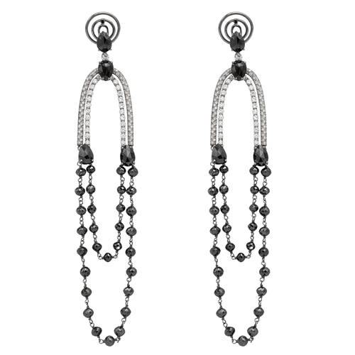 Boucles d'oreilles Boucles d’oreilles pendantes en or blanc 18 carats et diamants 58 Facettes 578657RV