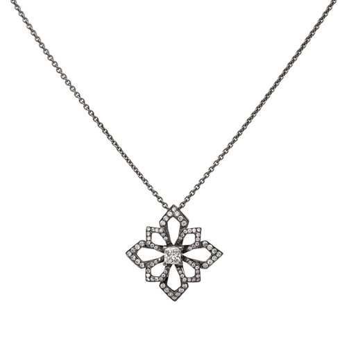 Collier Collier fleur - Pendentif en or noir 18 carats et diamants 58 Facettes 578701RV