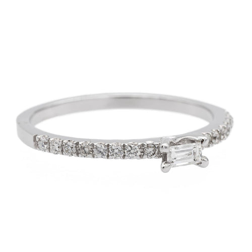 Bague 53 Bague solitaire en or blanc 18 carats et diamants 58 Facettes 578731RV