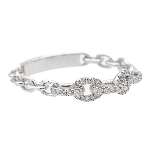 Bague 54 Bague en or blanc 18 carats pavée de diamants taille brillant 58 Facettes 578805RV