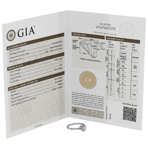 Bague 53 Bague solitaire en or blanc 18 carats et diamants 58 Facettes 578820RV