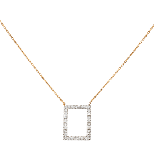 Collier Collier graphique motif rectangle en or blanc et or rose 18 carats diamants 58 Facettes 579205RV