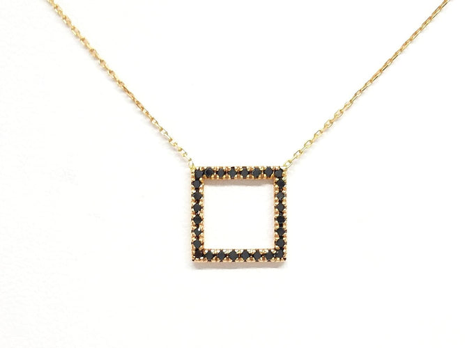 Collier Collier motif carré en or rose 18 carats et diamants noirs 58 Facettes 579210RV